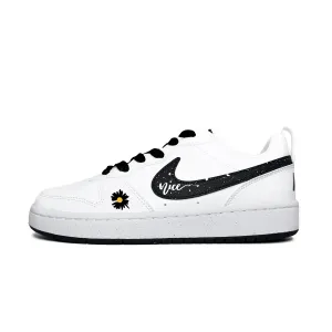 Nike Court Borough устойчивые к истиранию низкие детские скейтбординг кроссовки Black White Kids'