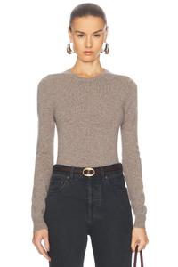 Свитер с круглым вырезом Saint Laurent, серо-коричневый