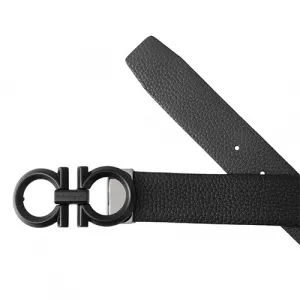 Ferragamo Кожаный ремень из коровьей кожи мужской черный шириной 3.5 см