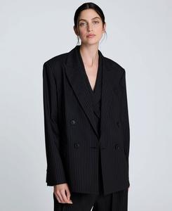 Женский двубортный пиджак в полоску в стиле бойфренд Kenneth Cole, Black/oyster