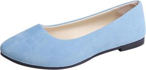 Женские повседневные замшевые туфли Ctreela без каблука, офисные деловые туфли на плоской подошве с острым носком, Light Blue