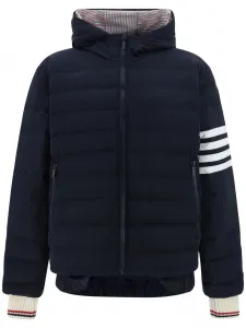 Пуховик с полосками 4-Bar THOM BROWNE, синий