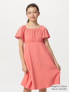 Платье с расклешенным рукавом Uniqlo, цвет 24 оранжевый