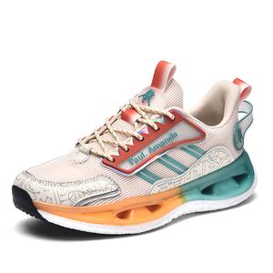 Boogie Bear Амортизирующие, износостойкие, дышащие, легкие, увеличивающие рост низкие кеды унисекс бежево-оранжево-зеленые, цвет Beige Orange Green