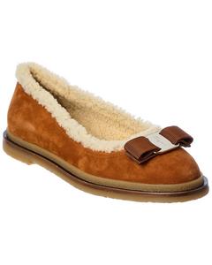 Балетки Ferragamo Varina из замши и шерсти Salvatore Ferragamo, new vicuna