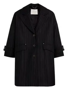 Пальто-кокон в тонкую полоску Mackintosh, черный