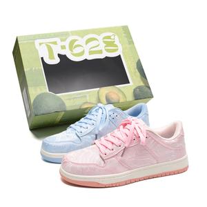 Нескользящие, износостойкие, дышащие низкие кроссовки для скейтбординга унисекс T628, Blue Pink Mismatched (Random Color For Left And Right Feet)