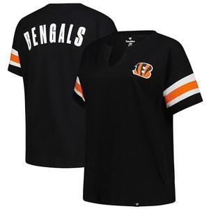 Женская черная футболка Cincinnati Bengals plus size redzone с v-образным вырезом Fanatics