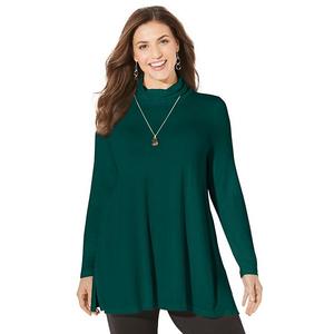 Женский свитшот с воротником-стойкой plus size Catherines, Emerald Green