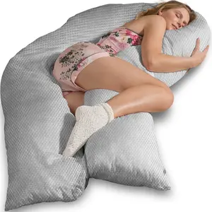 Подушка для сна на боку Visco XXL с чехлом Velour Deluxe, серебристая Traumreiter