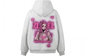 Толстовка Unisex Hooded Moderate Heavyweight ZIAREL, белый heather серый