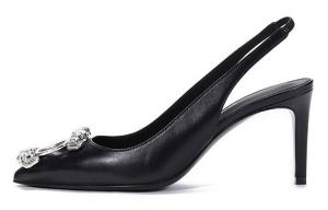 Туфли женские Ferragamo с пряжкой, черный / серебряный