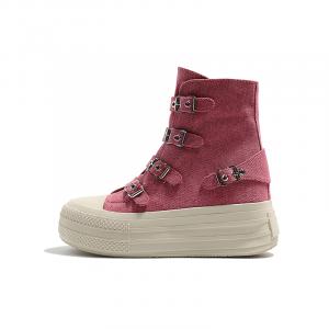 Кроссовки для скейтборда высокие из денима женские розовые MIS. DANNY, белый деним