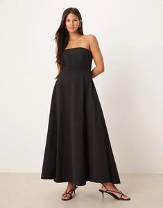 Платье-бандо миди Mango черного цвета со структурированным лифом