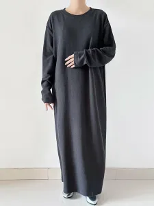 Вязаное платье с круглым вырезом. Женское платье Doux Belle, цвет Dark Gray