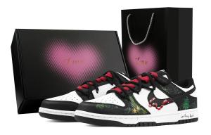 Nike Мужские низкие скейтборд-кроссовки Dunk Jasper Enigma, Heart Box, износостойкие и нескользящие, черный с белыми элементами