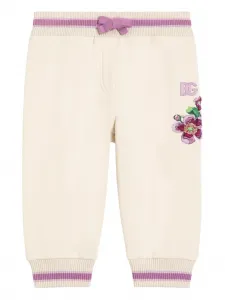 Спортивные брюки с цветочной вышивкой Dolce & Gabbana Kids, нейтральный