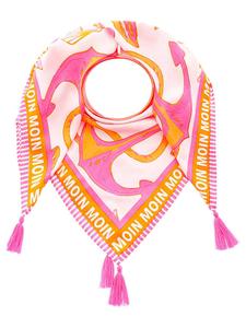 Квадратный шарф Океан оранжево-розового цвета - (Д)130 x (Ш)130 см Zwillingsherz