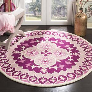 Ковер SAFAVIEH, 153 x 153 см, коллекции Bellagio, Pink & Ivory, ручной работы медальон из шерсти, идеален для помещений с высокой проходимостью в гостиной, спальне (BLG610A)