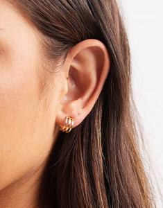 Тройные позолоченные серьги-кольца диаметром 10 мм Kingsley Ryan