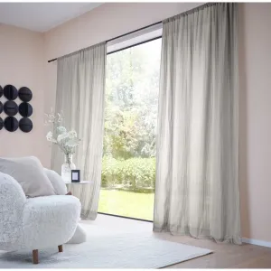 Штора LeGer Home от Лены Герке Hevin, муслиновая штора, плотная штора с петлями на карниз, 1 шт., натуральная, современная штора в красивом муслиновом стиле Leger Home By Lena Gercke, серый