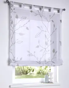 Римская штора с петлями, Bonnie, белая, прозрачная, серый с принтом, римская штора для карниза, ширина 45 x высота 140 см Kutti