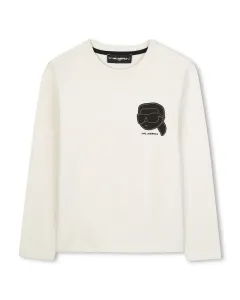 Детская футболка естественного цвета из хлопка Karl Lagerfeld Kids