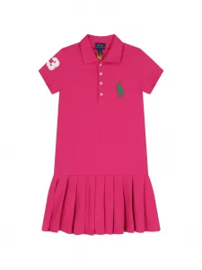 Платье-поло с плиссировкой POLO RALPH LAUREN KIDS, розовый
