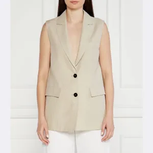 Льняной жилет стандартного кроя Marella, бежевый