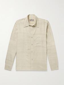 Рубашка в клетку из смеси хлопка и шелка KARTIK RESEARCH, зеленый