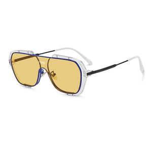 Авиаторские солнцезащитные очки Unisex MUYKUY, MK257YJ-005 Прозрачная бело-голубая оправа с желтыми линзами