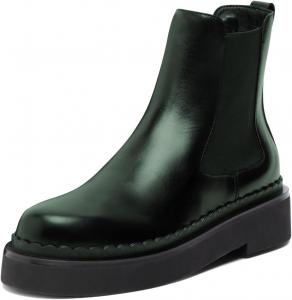 Женские ботинки челси Miss Left с эластичной платформой, низким каблуком, круглым носком, удобные для повседневной носки и прогулок, размер 4-16 US, Deep Green