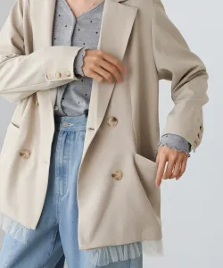 Двубортный жакет с оборками по низу