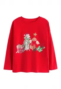 Топ с длинными рукавами и пайетками, прямого кроя. Next, Red Dogs