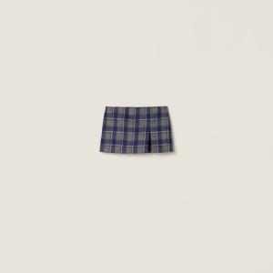 Клетчатая мини-юбка MIU MIU, серо-голубой