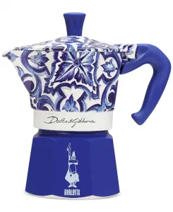 Синий Meditteraneo Dolce & Gabbana Кофеварка Мока на 3 чашки, плита Bialetti
