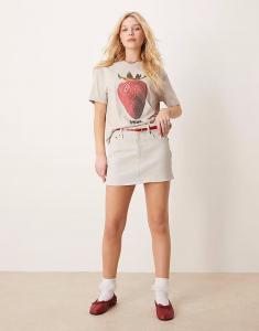 Джинсовая мини-юбка Abercrombie & Fitch светло-серого цвета