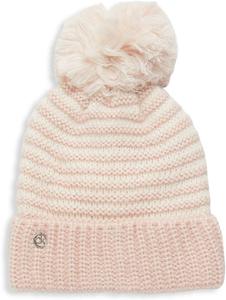 Женская шапка с помпоном Calvin Klein в двухцветную полоску, Pink(A0Kh6179)/Silver