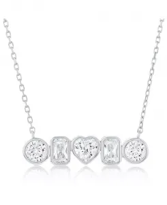 Ожерелье из стерлингового серебра с разноцветными фианитами в оправе из стерлингового серебра Simona, silver