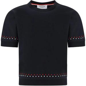 Футболка с вышивкой снежинки THOM BROWNE, черный