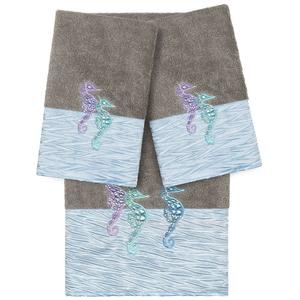 Linum Текстиль для дома Турецкий хлопок София Набор из 3 украшенных банных полотенец Linum Home Textiles, цвет Dark Gray