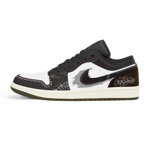 Jordan Баскетбольные кроссовки Air 1 с низким верхом, износостойкие, винтажные, унисекс, черно-белые