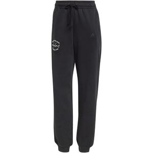 Брюки с фирменным графическим принтом, флисовые, свободные Adidas, черный