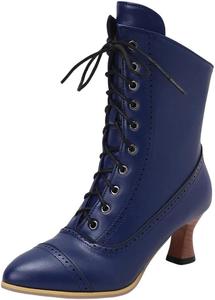 Женские ботильоны на шнуровке в стиле стимпанк с высоким каблуком и толстой подошвой, короткие туфли Generic, 9001