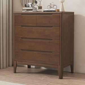 Yu Senyi Комод 80х40х98 см для гостиной и спальни из массива дерева, 5 ящиков, цвет walnut, сборка