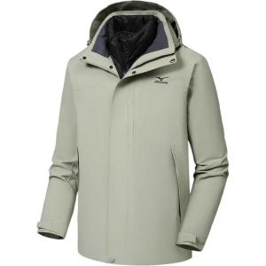 Городская куртка для пеших прогулок, путешествий и поездок на работу Waterproof, Windproof, Thermal, Water Repellent Windbreaker мужская Mizuno, серебристо-зеленый