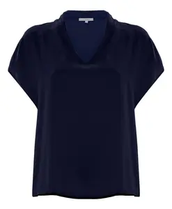 Шелковая футболка оверсайз с V-образным вырезом Kocca, синий