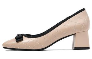 Туфли на платформе с массивным каблуком 5 см женские абрикосовые CAMEIDO