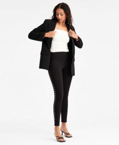 Женские леггинсы из трикотажа понте с заклепками Bar III, Deep Black