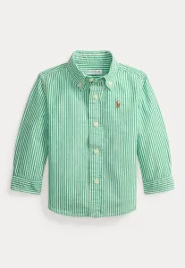 Полосатая хлопковая рубашка из сирсакера 02y Polo Ralph Lauren, Green/White